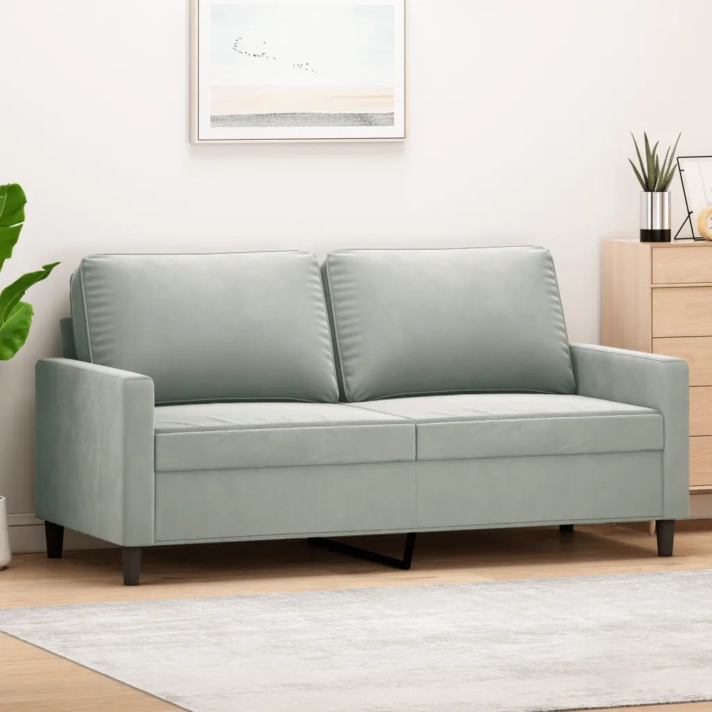 Divano | Divano da soggiorno | Sofa a 2 Posti Grigio Chiaro 140 cm in Velluto