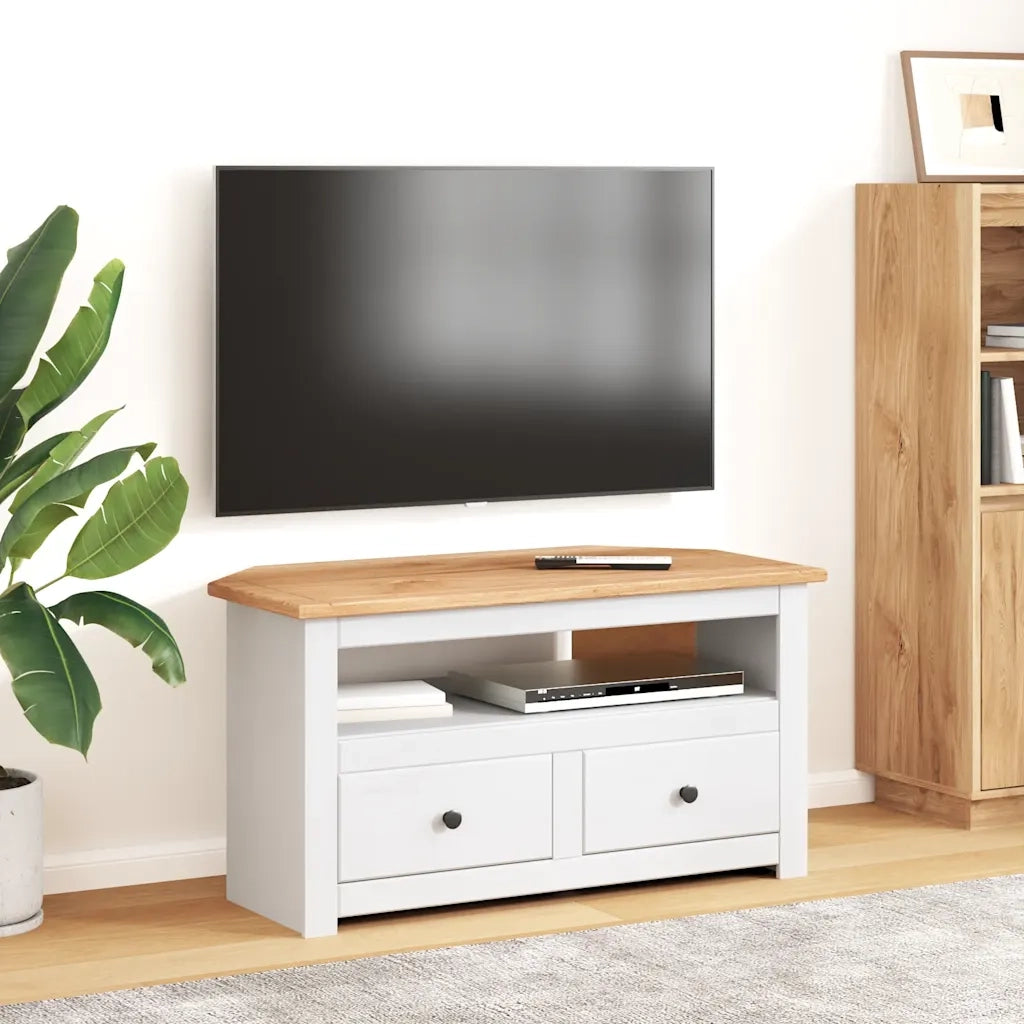 Mobile TV | Armadietto TV | Mobile Porta TV Angolare Bianco 93x49x49cm in Pino Serie Panama
