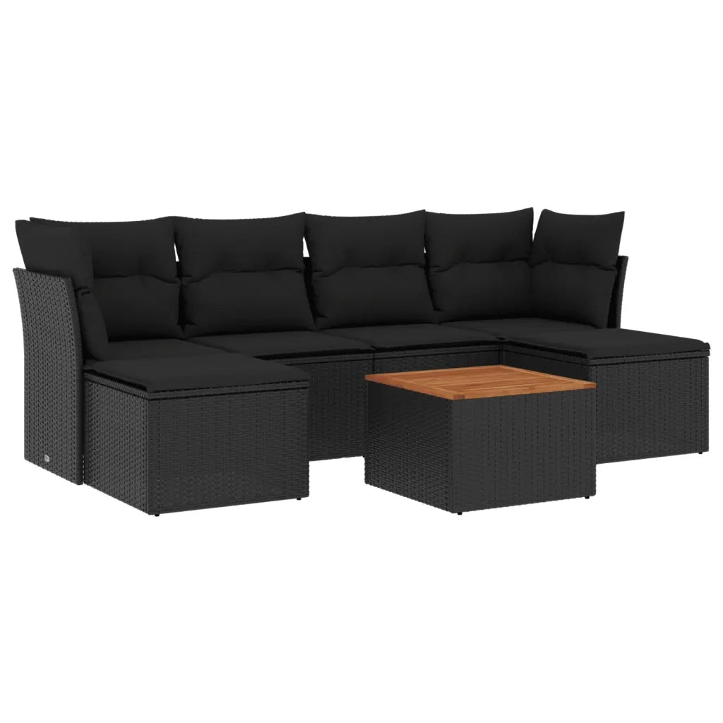 Set Divani da Giardino con Cuscini 7pz Nero Polyrattan 3256097