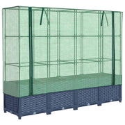 Fioriere | Cassetta per fiori | Letto rialzato con copertura per serra effetto rattan 160x40x138 cm