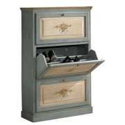 scarpiera 3 ante in legno massello azzurro/ocra l.80 x p.30 h.130 (1218) - Mobili 2G