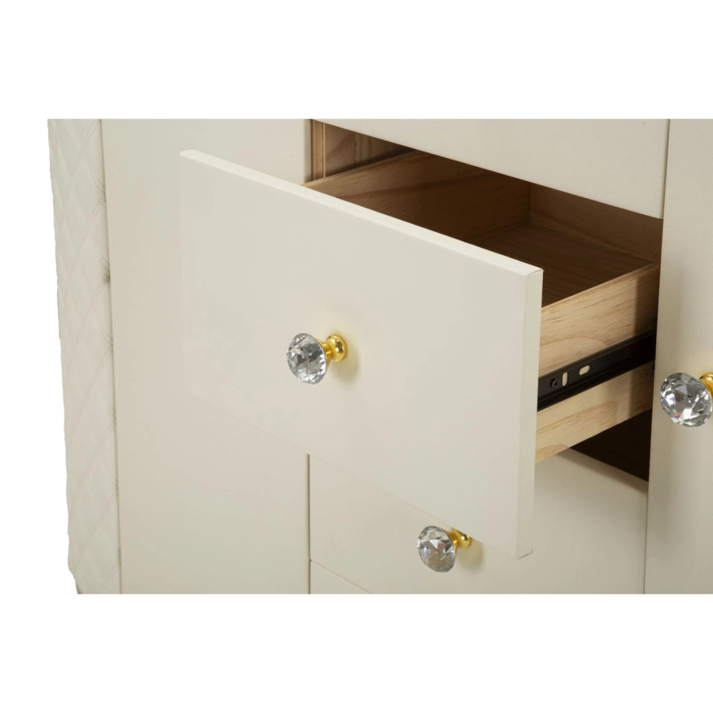 Credenza Sharon bianca e oro con cassetti e ante 120 cm