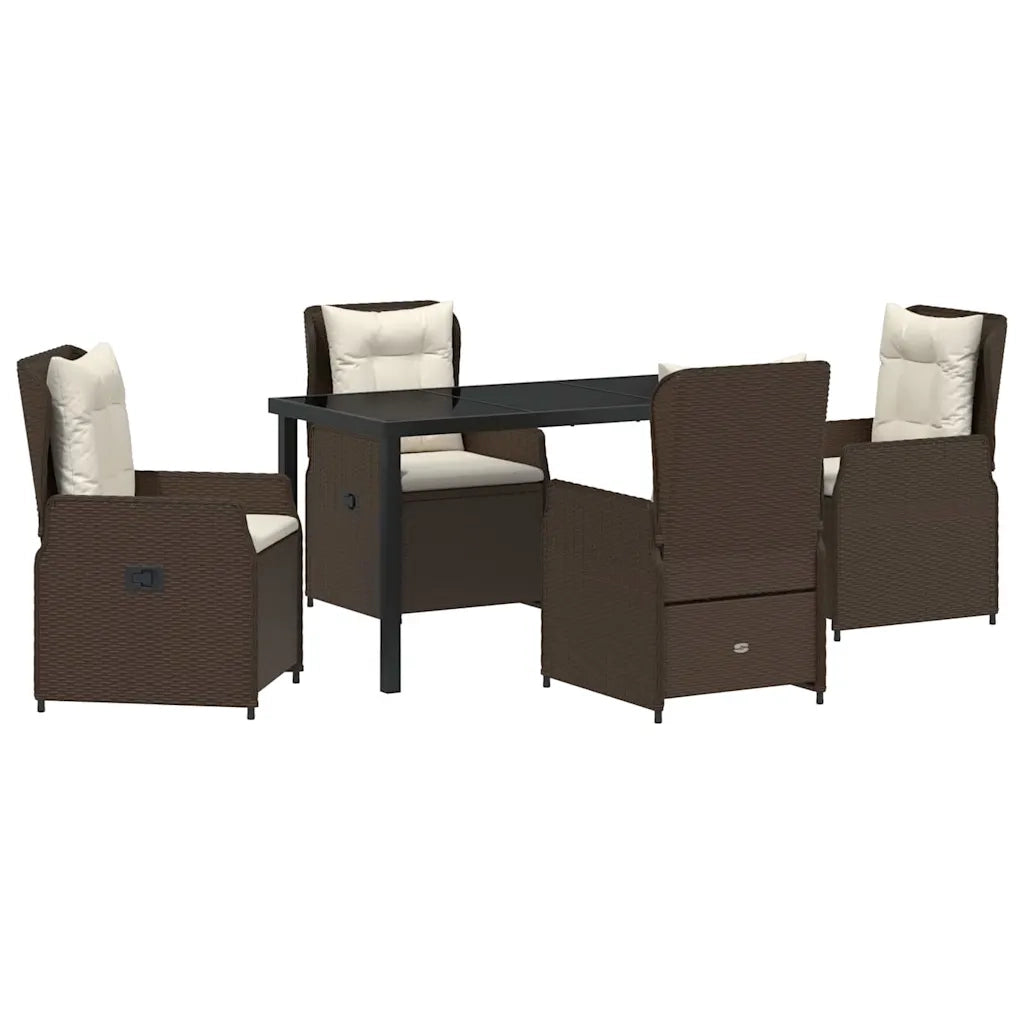 Set da Pranzo per Giardino 5 pcs Marrone polyrattan 3380948