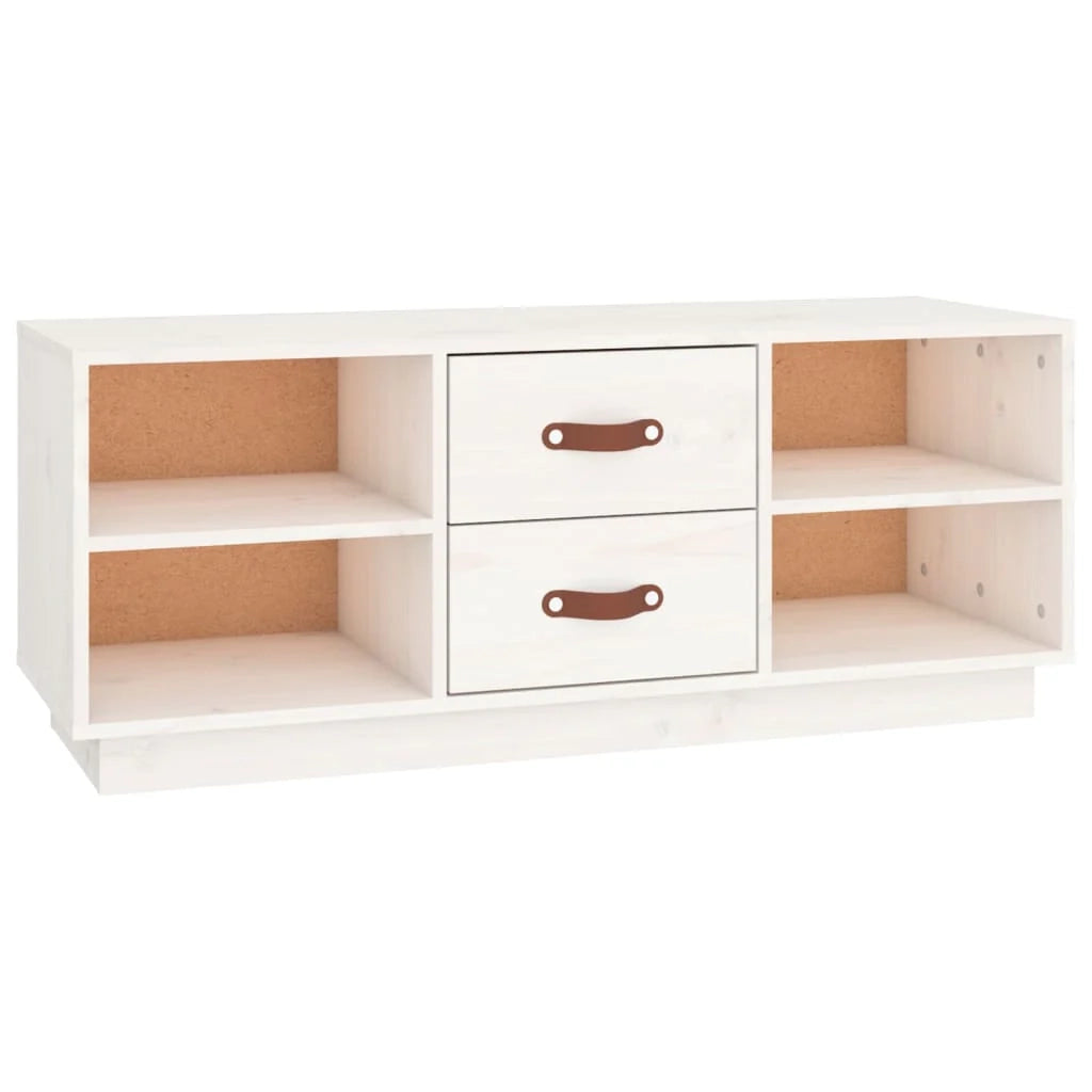 Mobile TV multimediale scaffale TV credenza mobile TV sala da pranzo soggiorno camera da letto 100 x 34 x 40 cm legno di pino massiccio bianco 02_0025466