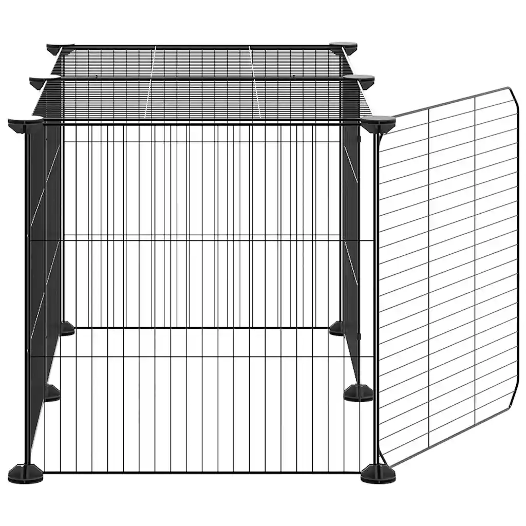 Gabbia per Animali 8 Pannelli con Porta Nero 35x35 cm Acciaio CFW4286187