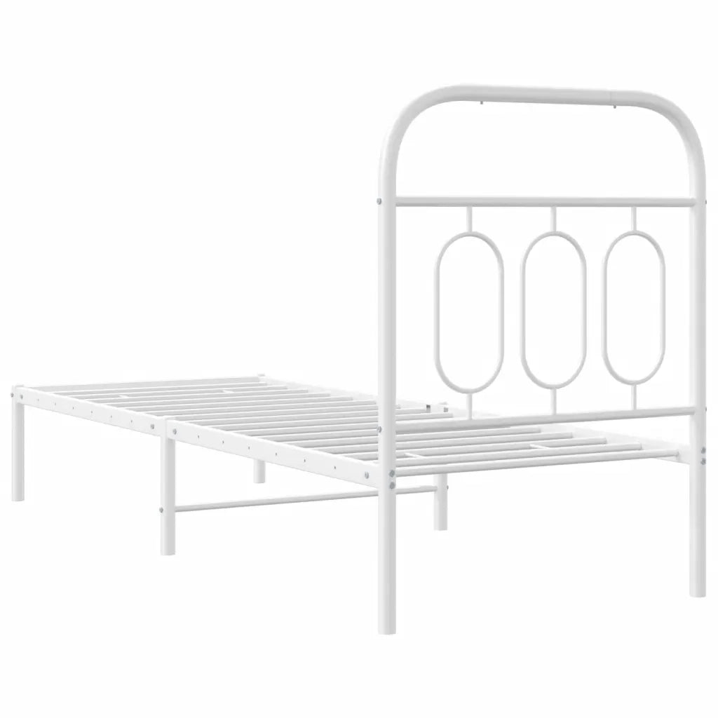 Giroletto senza Materasso con Testiera-Struttura Letto Metallo Bianco 75x190 cm 438052
