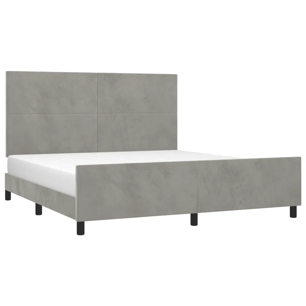 Letto matrimoniale | Letto per adulti | Giroletto con Testiera Grigio Chiaro 180x200 cm in Velluto