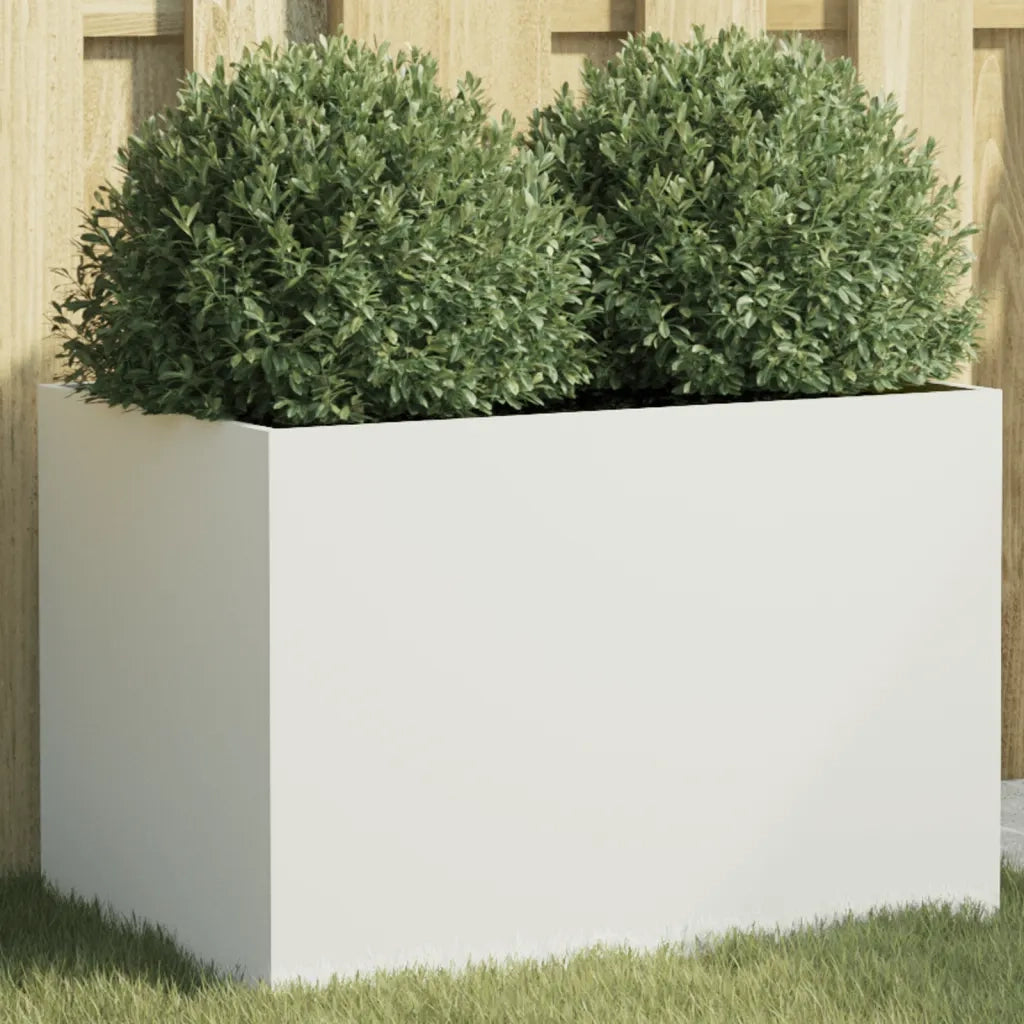 Fioriera | Cassetta per fiori | Vaso Bianca 62x30x29 cm in Acciaio