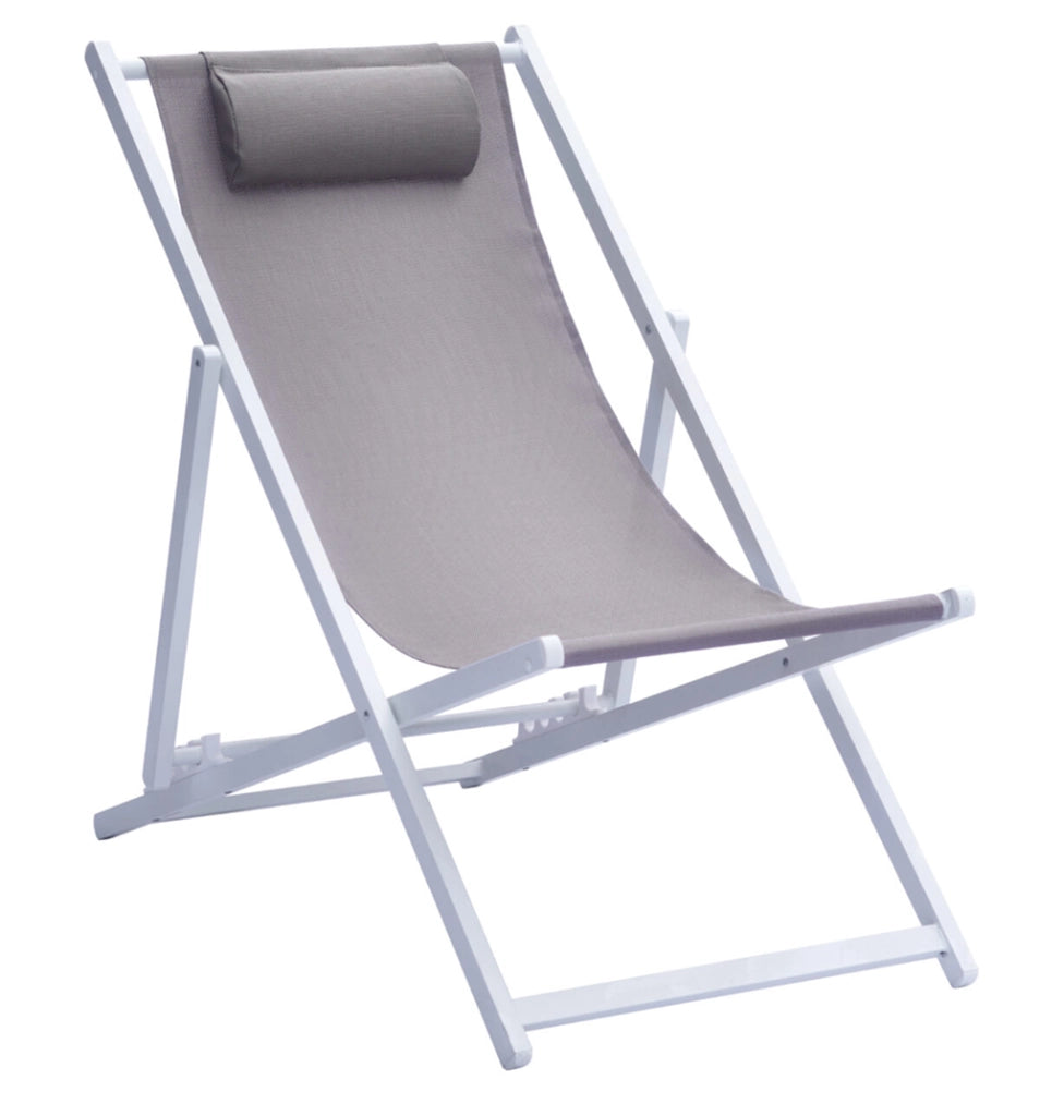 Sdraio Mare in alluminio e textilene Greenwood Materiale: Alluminio, Colore: Bianco sandy e tortora
