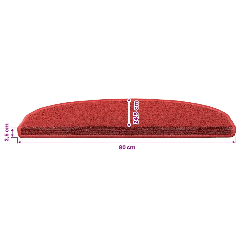 Tappetini per scale autoadesivi 15 pcs Rosso 80 x 24,5 x 3,5 cm 42038640