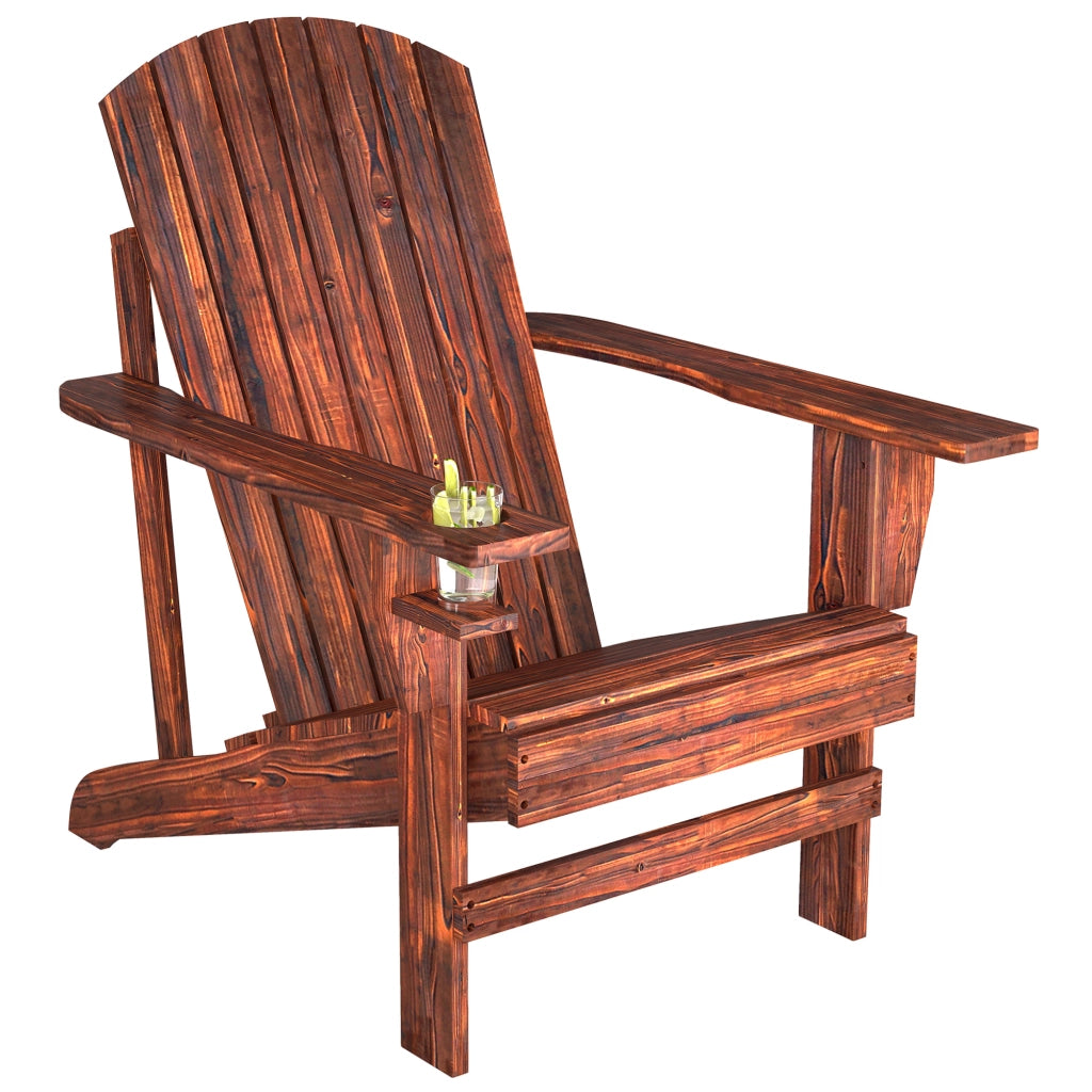 Sedia Adirondack in Legno con Braccioli e Schienale Alto per Esterno ¨C zephmum ¨C 72x95x93 cm Marrone