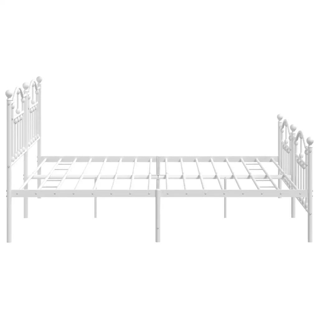 Giroletto con Testiera e Pediera-Struttura Letto Metallo Bianco 193x203 cm 600867