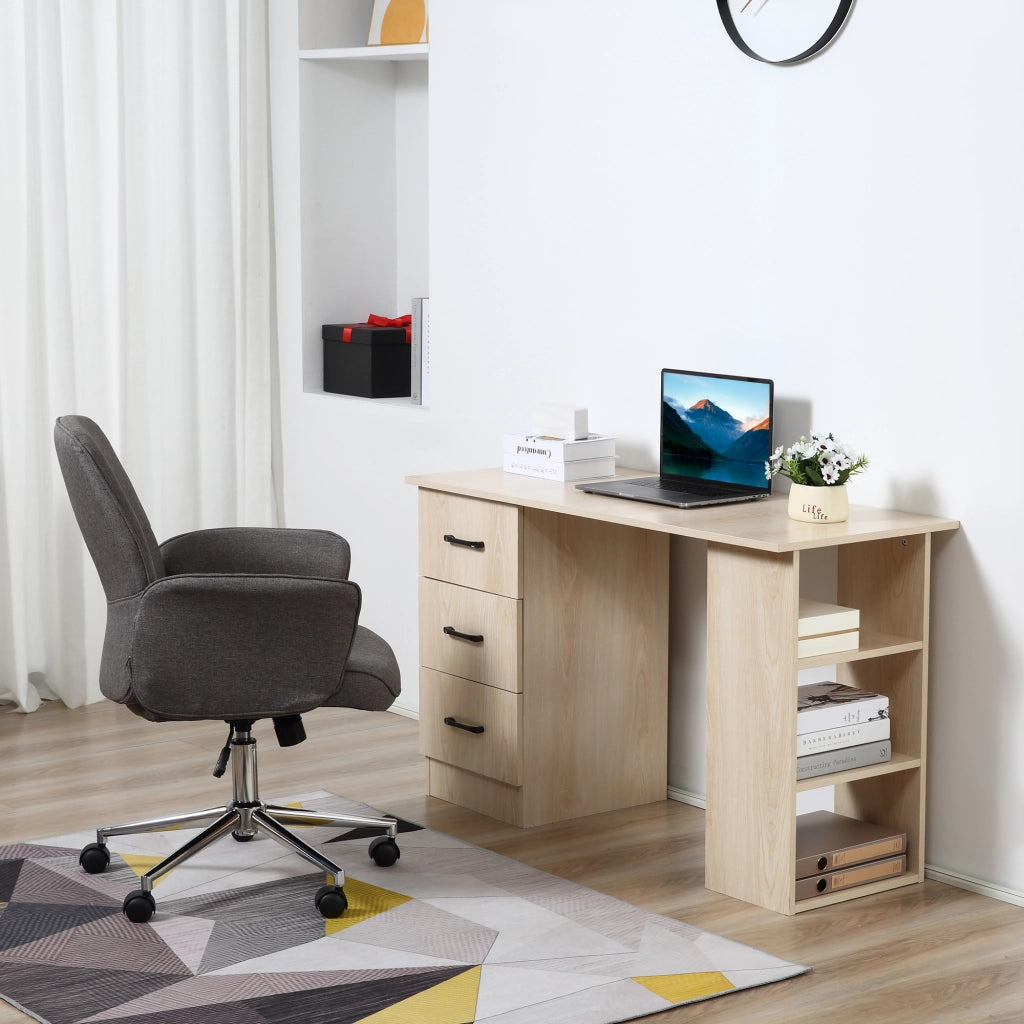 Easycomfort Scrivania PC Moderna per Camera con 3 Cassetti e 3 Scaffali in Legno per Casa e Ufficio 120x49x72cm