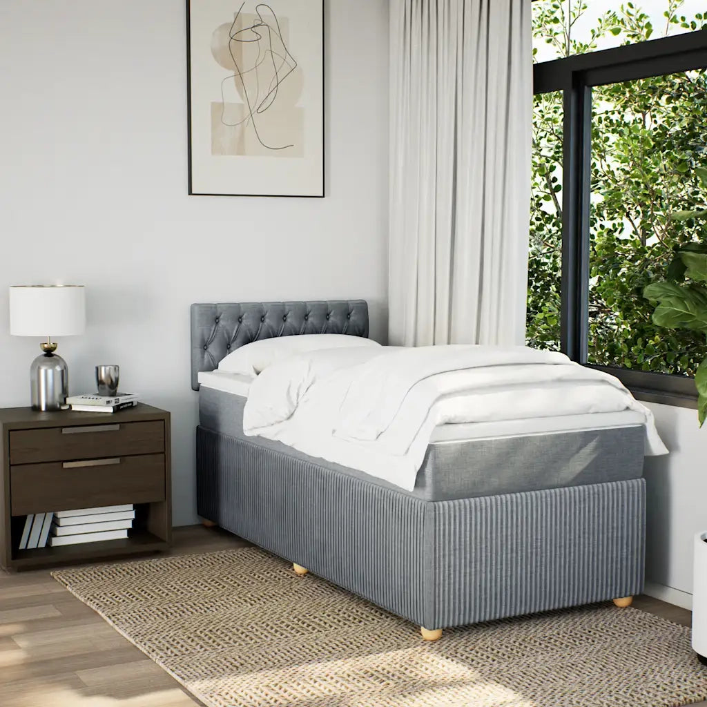 Giroletto a Molle con Materasso Grigio Chiaro100x200 cm Tessuto
