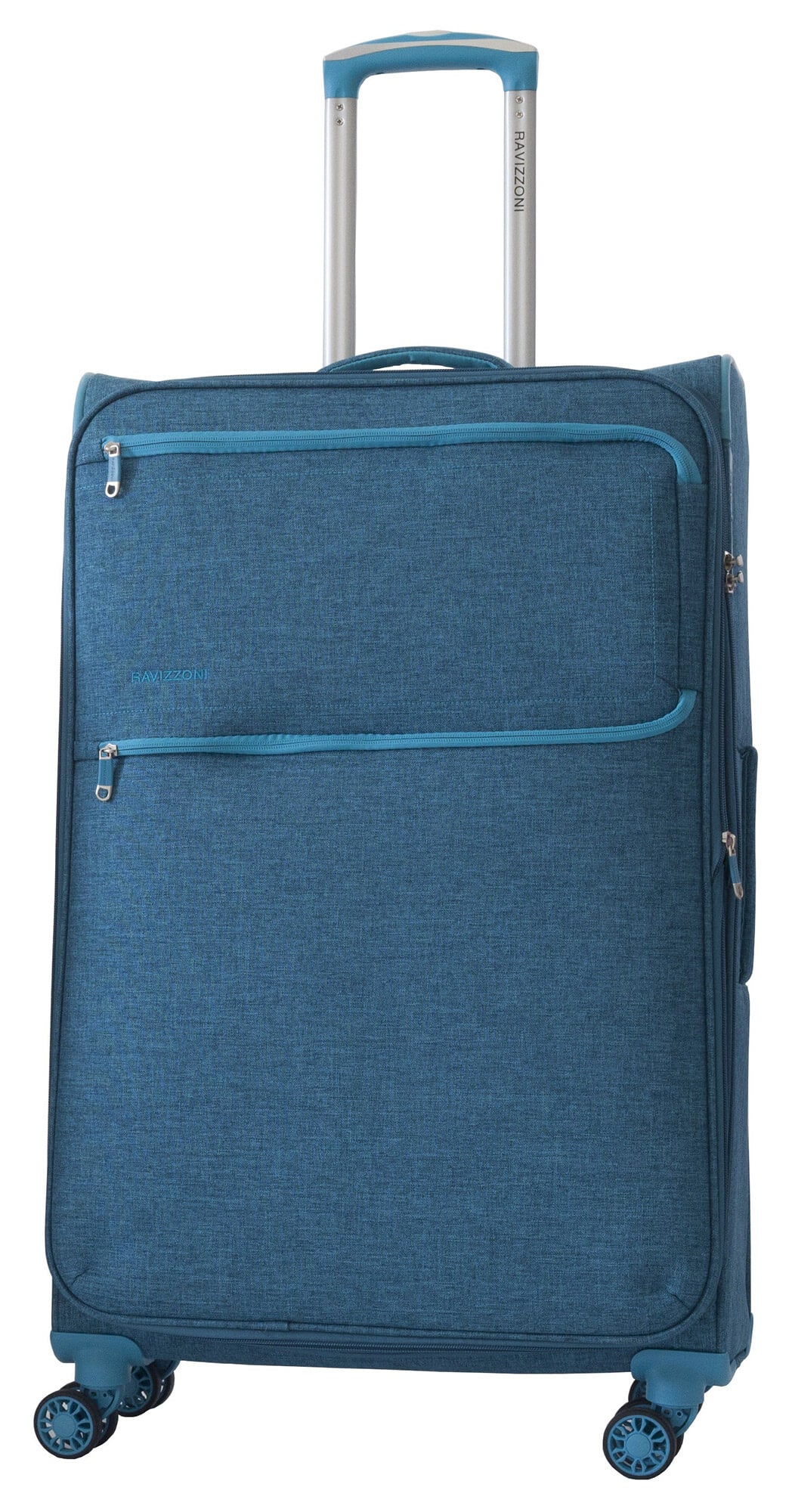 Trolley Valigia Grande Morbida in Poliestere 4 Ruote TSA Ravizzoni Nettuno Blu