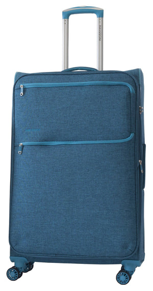 Trolley Valigia Grande Morbida in Poliestere 4 Ruote TSA Ravizzoni Nettuno Blu