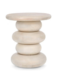 Tavolino Ø 40x45 cm Caffè White in Legno Naturale