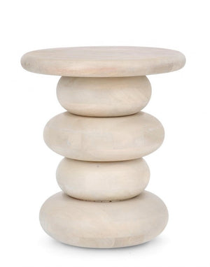 Tavolino Ø 40x45 cm Caffè White in Legno Naturale