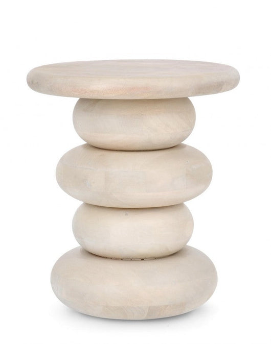 Tavolino Ø 40x45 cm Caffè White in Legno Naturale