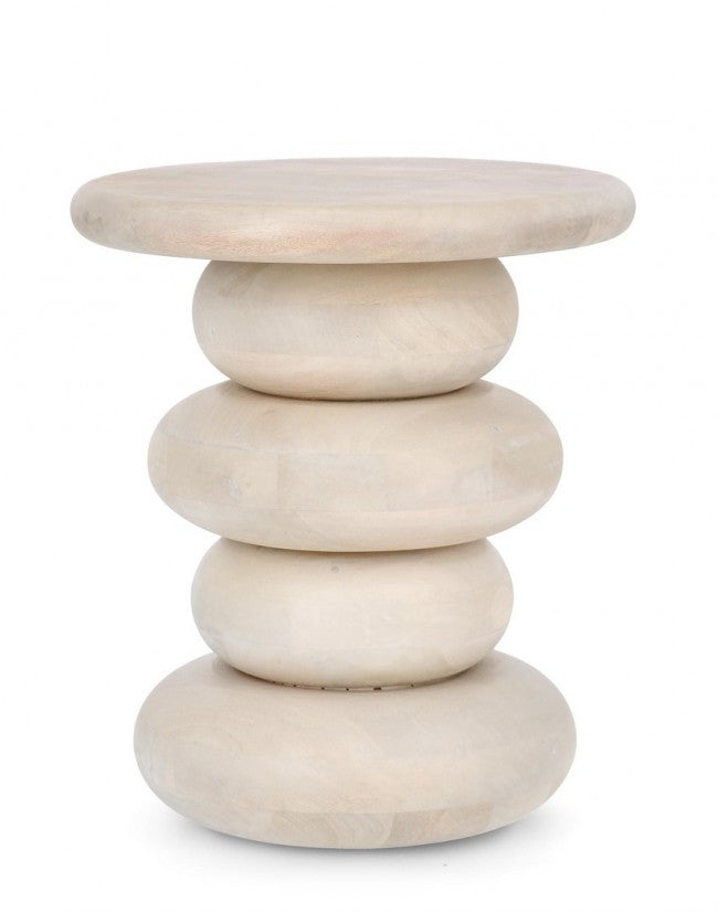 Tavolino Ø 40x45 cm Caffè White in Legno Naturale