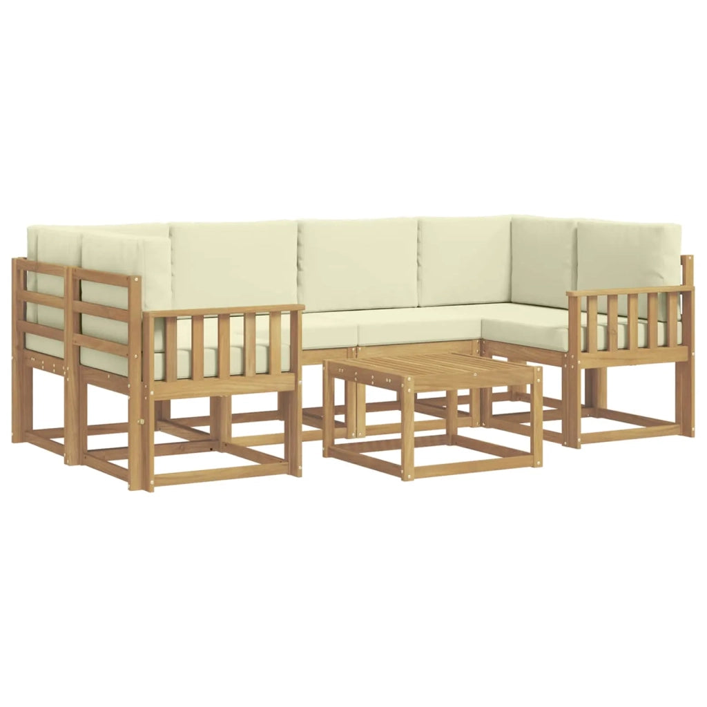 Set di divani da esterno 7 pz Bianco e Crema 3387309