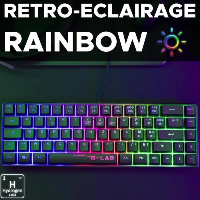 Tastiera da gioco - THE G-LAB - KEYZ-HYDROGEN/FR - Membrana nera al 60%.