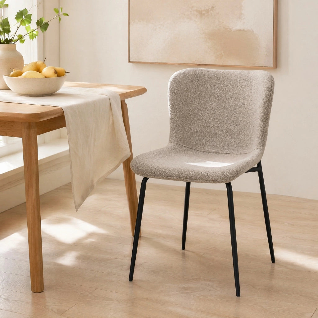 Sedia da pranzo Set da 2 con Schienale Alto Arrotondato e Design Ergonomico, in Tessuto e Metallo, Cachi
