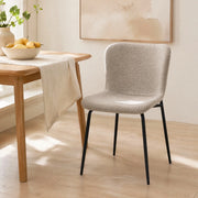 Sedia da pranzo Set da 2 con Schienale Alto Arrotondato e Design Ergonomico, in Tessuto e Metallo, Cachi