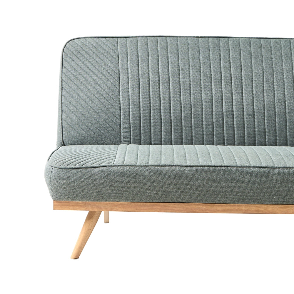 Divano letto Verde Rivestimento in tessuto Gambe in metallo 2 posti Seduta con schienale imbottito Design moderno Senza braccioli