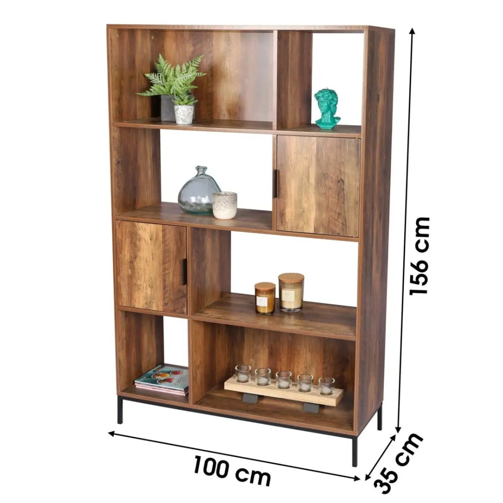 Libreria in legno con struttura in metallo collezione JAYCE - Dimensioni 100x35x156 cm