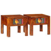 Comodini 2 pz 40x40x36 cm in Legno Massello di Acacia