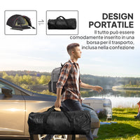 Tenda a Tunnel Impermeabile 330x190x120 cm per 2-4 Persone con Finestre Laterali e Gancio Nero