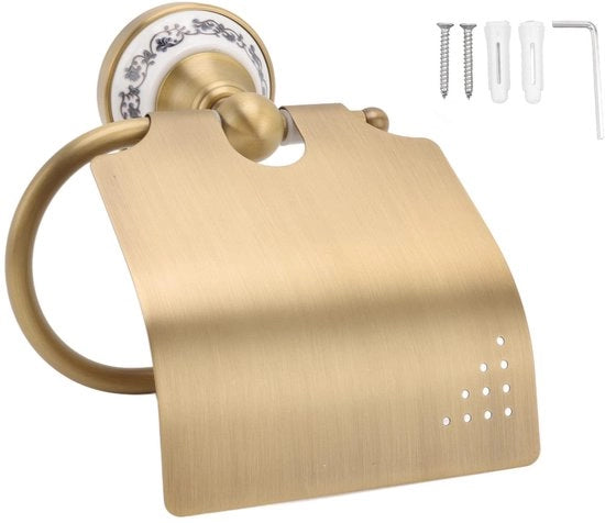 Ottomano in lega d'alluminio con base in ceramica blu e bianca, supporto per rotoli di carta igienica per bagno e cucina