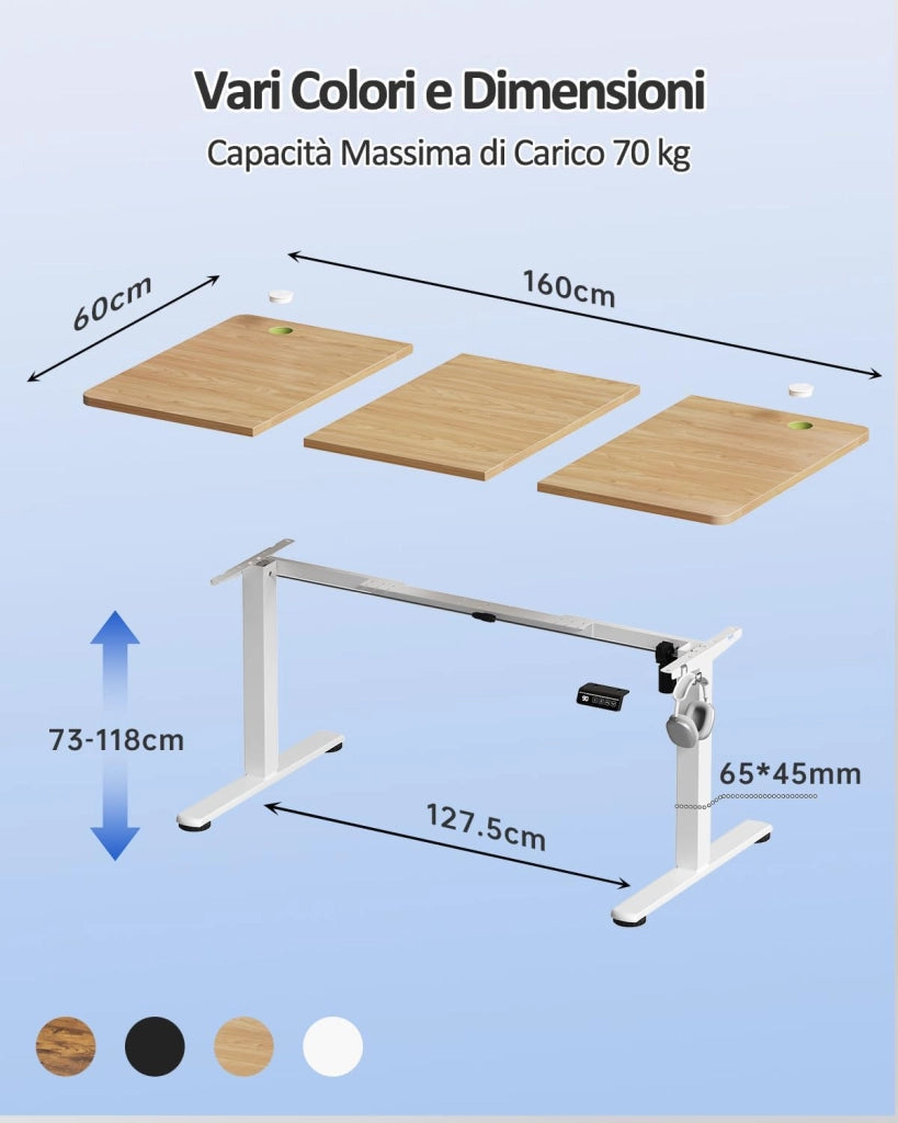 160x60 cm Scrivania Regolabile in Altezza, Elettrica per Lavoro in Piedi, Ufficio e Casa, Standing Desk Scrivania Studio in Casa con Piano Assemblato, Beige