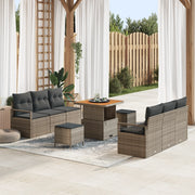 Set di Divani da Giardino  in 9 pezzi con Cuscini Grigio Polyrattan Acacia