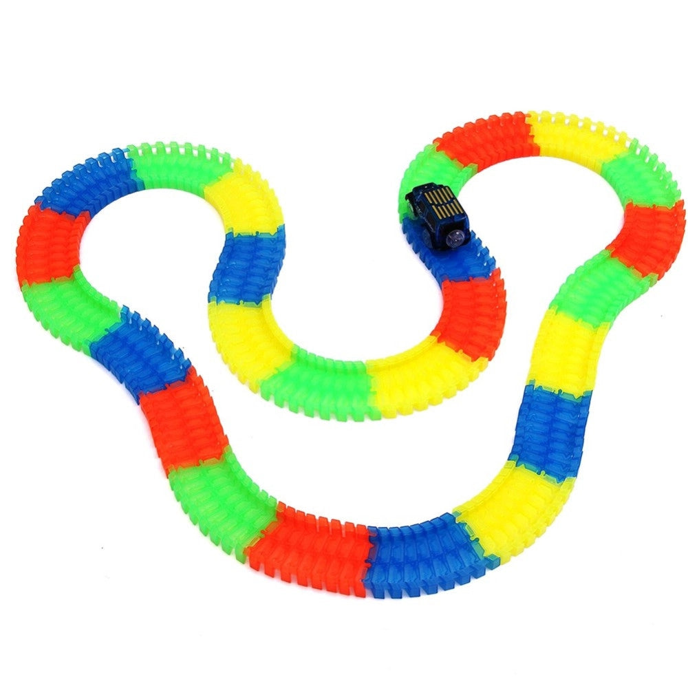 Trade Shop - Pista Magic Macchinine Flessibile Costruzioni Fluorescente Auto Con Luci Bambini -