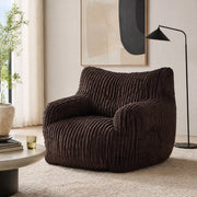 Pouf sacco in corda con imbottitura in schiuma viscoelastica marrone per soggiorno e camera 100 × 94 × 70 cm