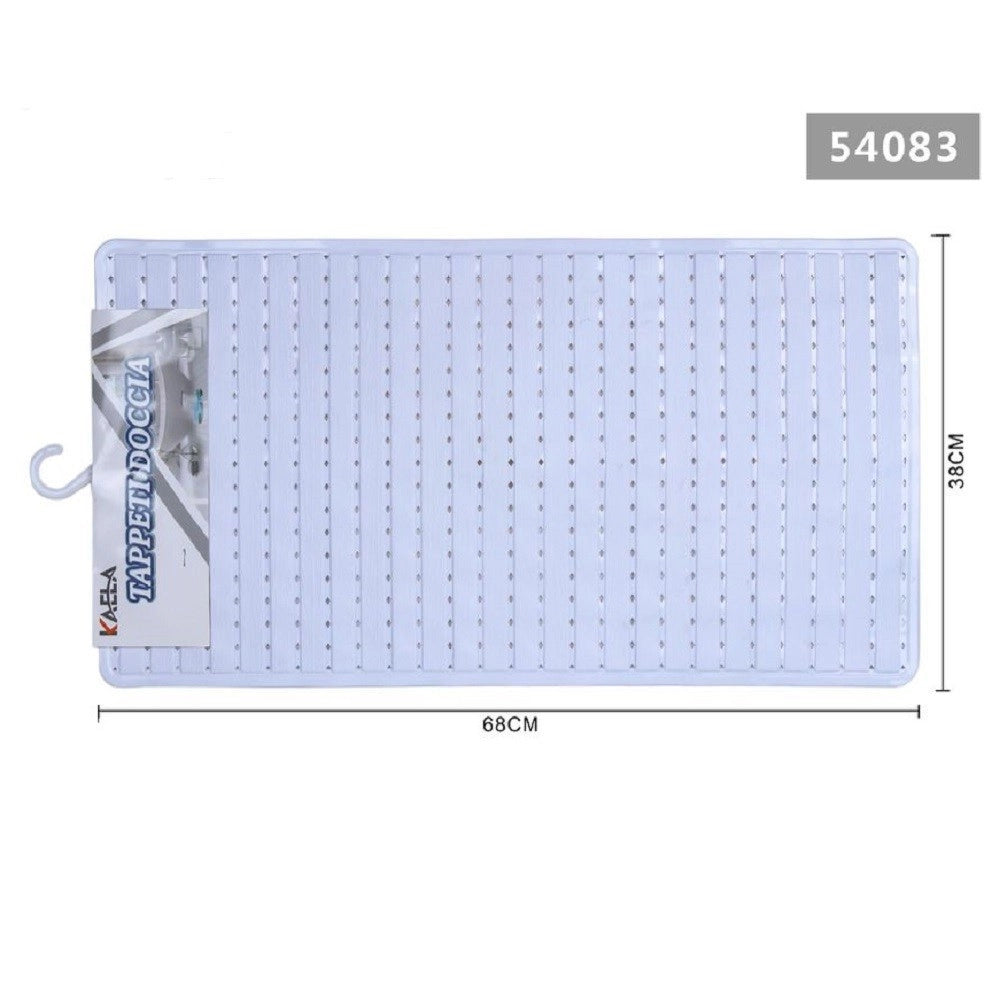 Trade Shop - Tappeto Doccia Vasca Bagno Antiscivolo 38x68cm Rettangolare A Righi Bianco 54083 -