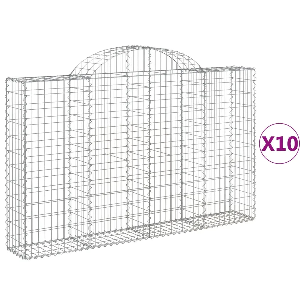 Cesti Gabbioni ad Arco 10 pz 200x30x120/140 cm Ferro Zincatocod mxl 123982