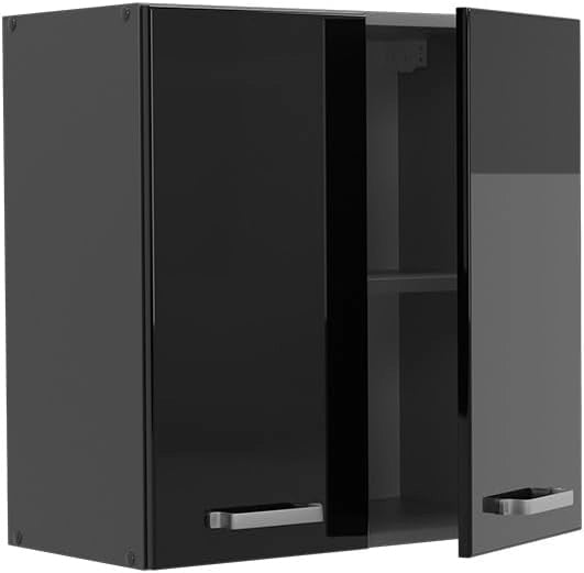 Pensile da cucina R-Line, Nero lucido, 60 cm, per la libera combinazione all'interno di sistemi cucina modulari