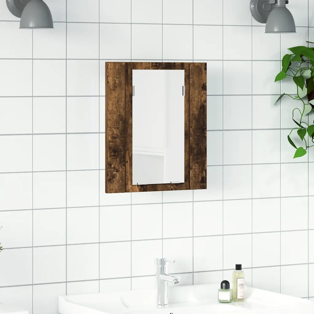 Mobile Bagno Specchio LED Rovere Fumo 40x12x45cm Multistrato 822833