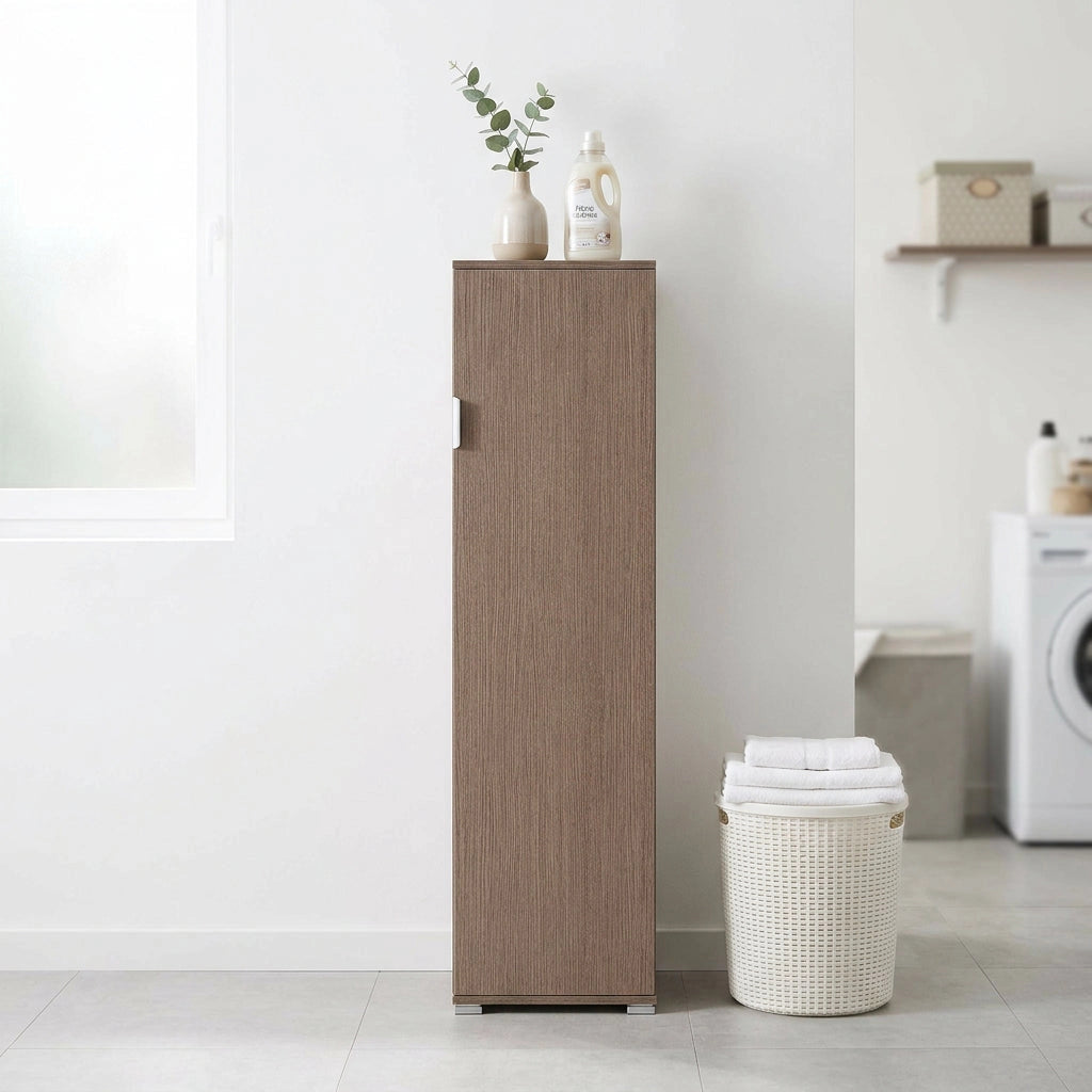 Armadietto da Bagno un anta 4 ripiani in Legno Composito cm 40x33x151 - ZAK
