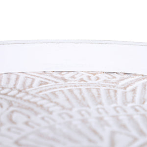 Tavolino Basso Ø40x40,5 cm in Legno e MDF Bianco