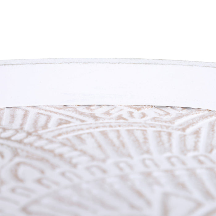 Tavolino Basso Ø40x40,5 cm in Legno e MDF Bianco