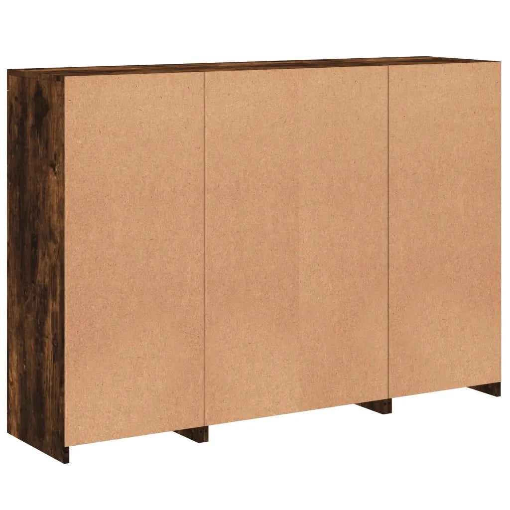 Credenze con Luci LED 3 pz | Madia | Buffet da pranzo | Armadio da pranzo Rovere Fumo in Legno Multistrato