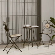 Set da Bistrot con Mosaico Terracotta e Bianco Ferro e Ceramica 3216356