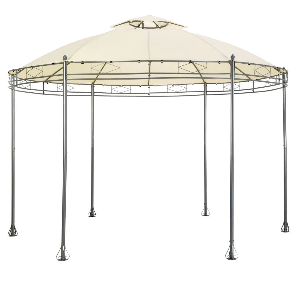 Gazebo/capanno da giardino diametro 3,5 m colore crema 2208175