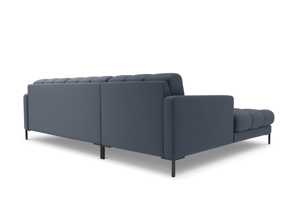Cosmopolitan Design - Divano angolare sinistro "Bali" 5 posti in tessuto strutturato blu scuro 