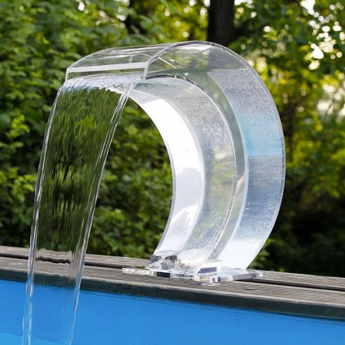 Cascata MAMBA mezzaluna per piscina - Cascata Mamba Mezzaluna Per Piscina Acrilico Con Led Bianco - 30x32xh54 Cm