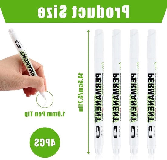 Set di pennarelli a inchiostro indelebile da 4 colori bianchi acqua-resistenti per legno pietra plastica pelle metallo ceramica ideale per DIY arte e decorazione 1 mm